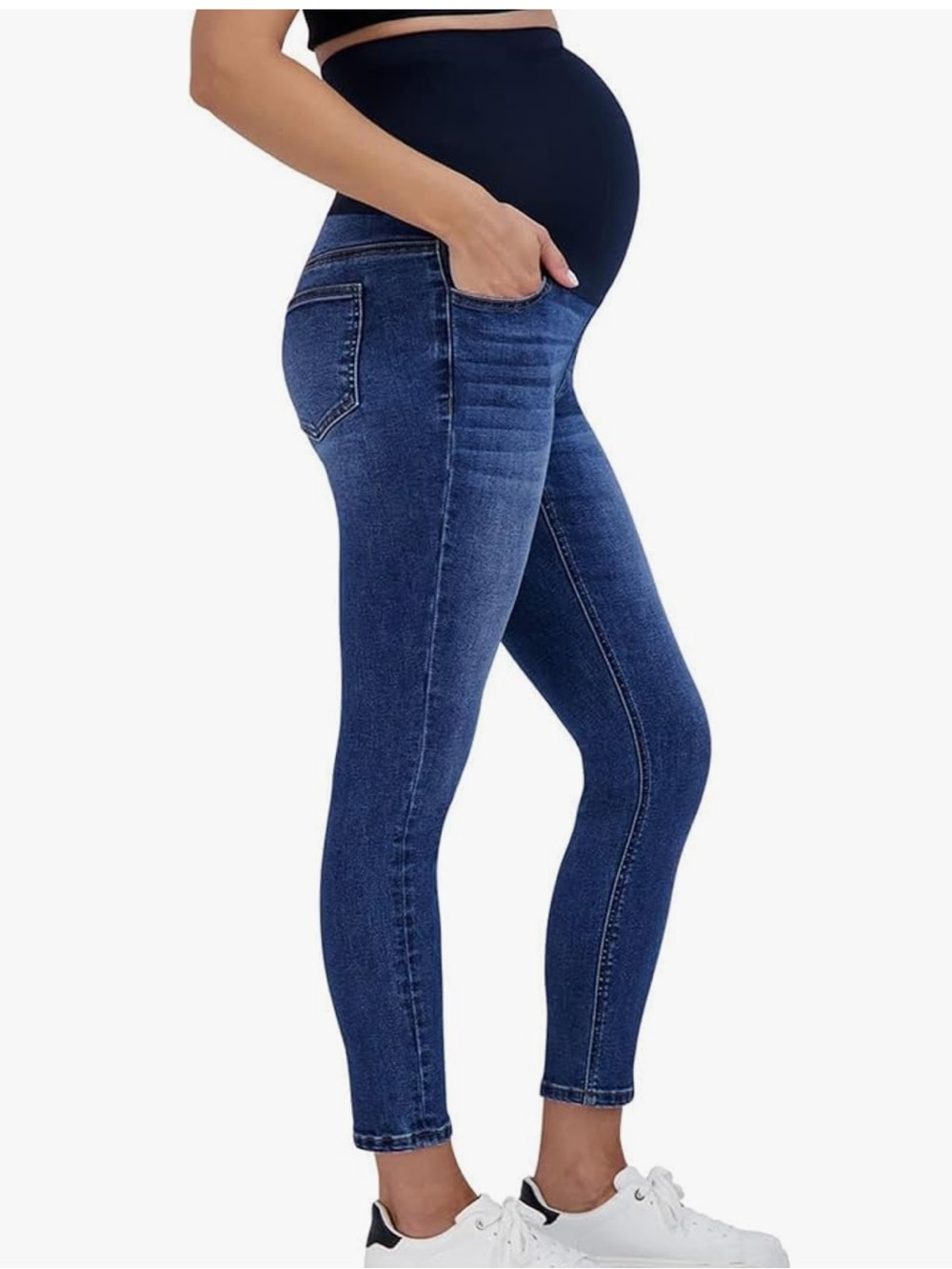 Maternity Jeans- Straight Blue Jeans with Normal Jean Material and Look- large